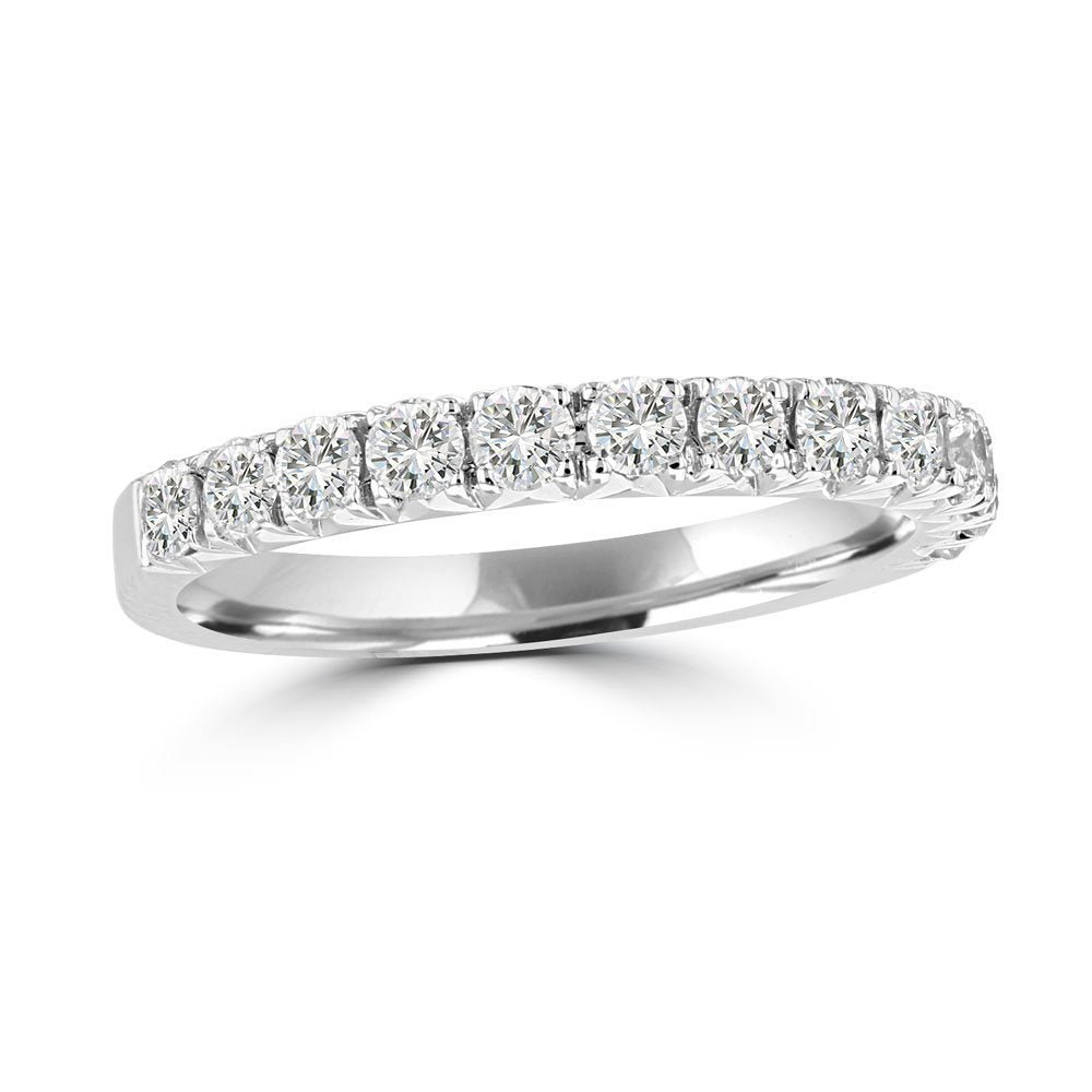 14KT White Gold 3/8 CTW Round Diamond French Pave Band 4,4.5,5,5.5,6,6.5,7,7.5,8,8.5,9