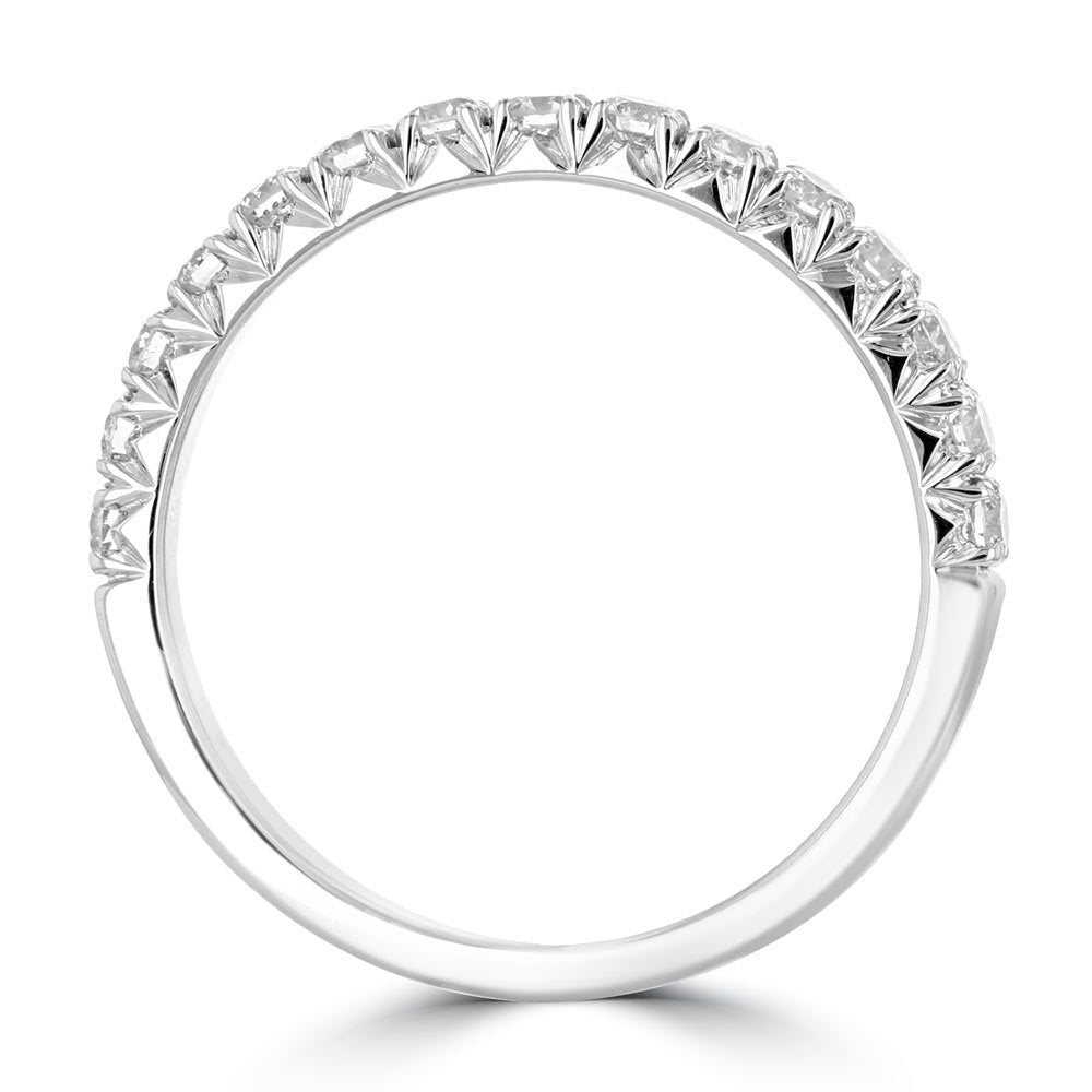 14KT White Gold 1/2 CTW Round Diamond French Pave Band 4,4.5,5,5.5,6,6.5,7,7.5,8,8.5,9