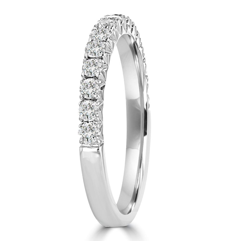 14KT White Gold 1/2 CTW Round Diamond French Pave Band 4,4.5,5,5.5,6,6.5,7,7.5,8,8.5,9