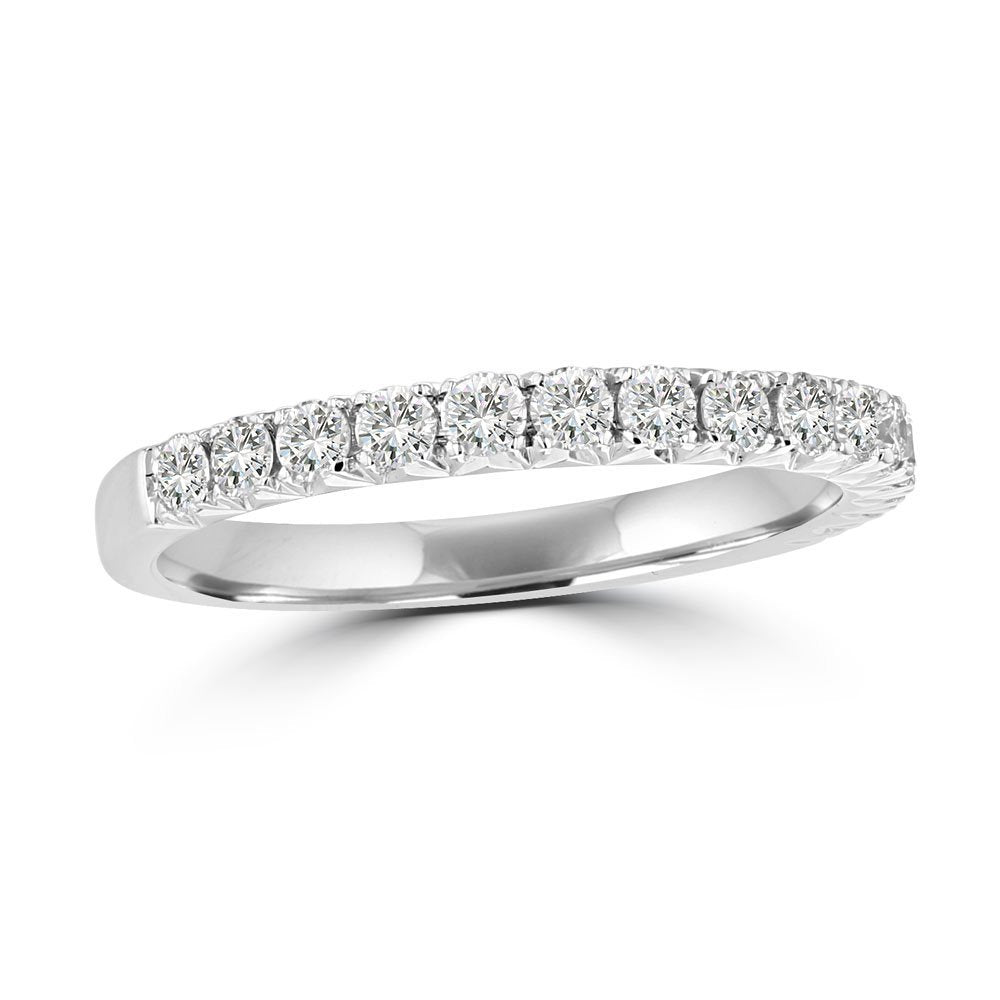 14KT White Gold 1/2 CTW Round Diamond French Pave Band 4,4.5,5,5.5,6,6.5,7,7.5,8,8.5,9