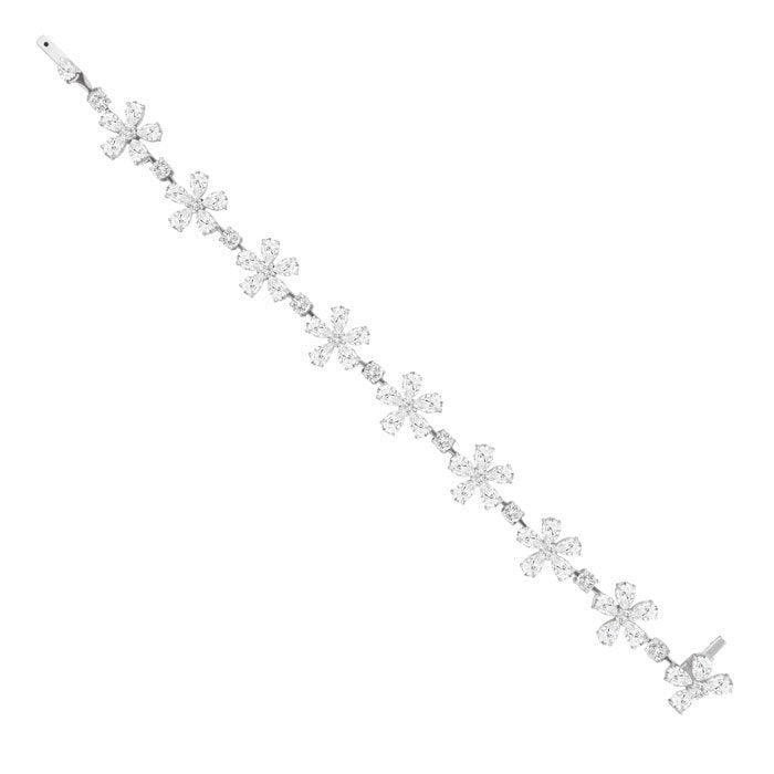 18KT White Gold 14.25 CTW Diamond Flower Bracelet