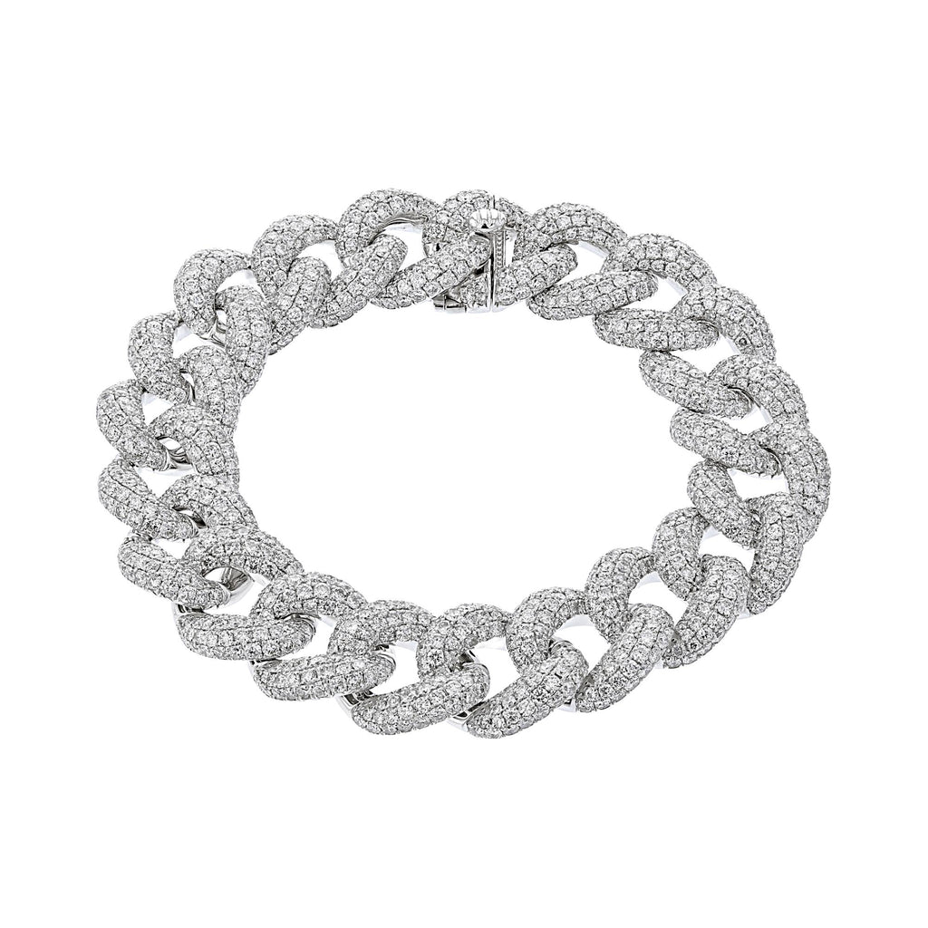 18KT White Gold 21.33 CTW Diamond Pavé Chain Link Bracelet
