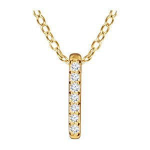 14KT Gold .05 CTW Diamond Bar Necklace Rose,White,Yellow