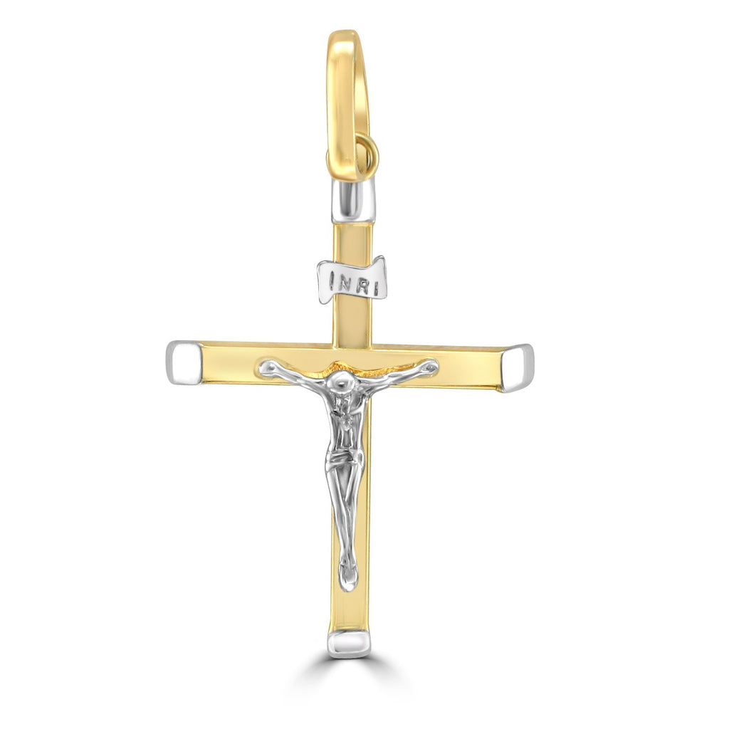 14 Karat Two Tone Crucifix Cross Pendant