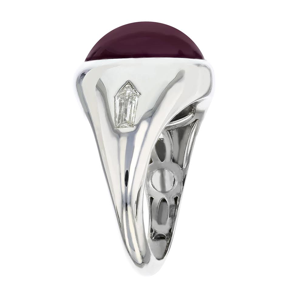 MEN'S 18KT WHITE GOLD 16.80 CT RUBY AND .78 CTW DIAMOND RING 8,8.5,9,9.5,10,10.5,11,11.5,12,12.5,13
