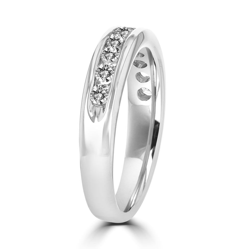 14KT White Gold 1/2 CTW Diamond Channel Set Band 4,4.5,5,5.5,6,6.5,7,7.5,8,8.5,9