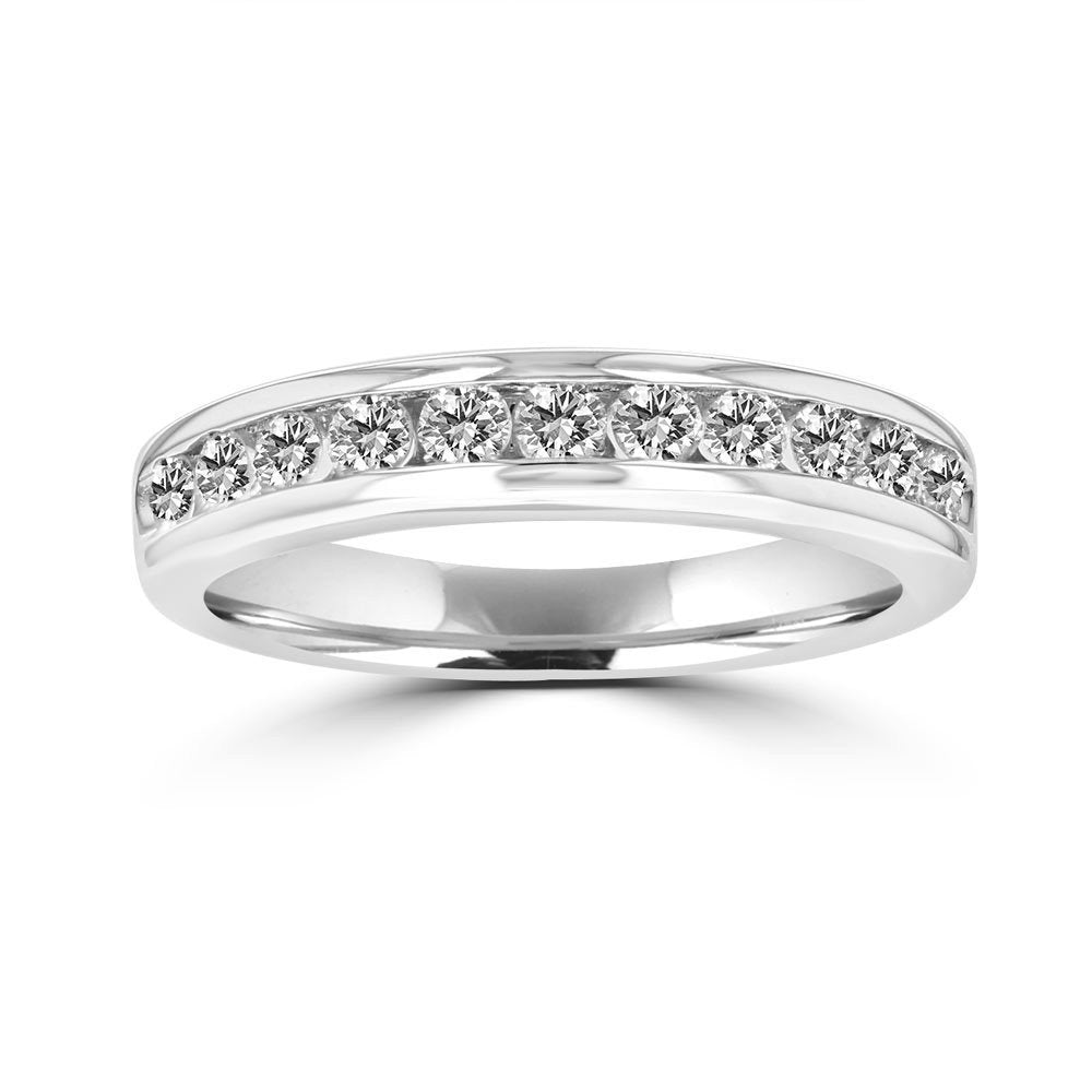 14KT White Gold 1/2 CTW Diamond Channel Set Band 4,4.5,5,5.5,6,6.5,7,7.5,8,8.5,9