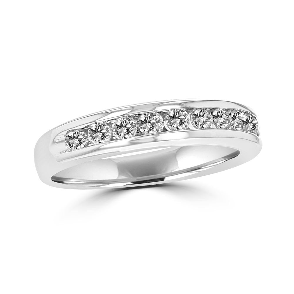 14KT White Gold 1/2 CTW Diamond Channel Set Band 4,4.5,5,5.5,6,6.5,7,7.5,8,8.5,9