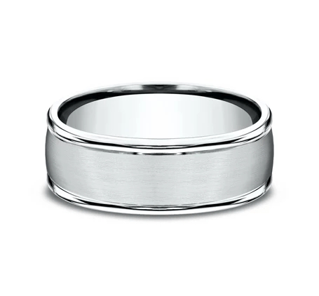 Women's 14KT White Gold 8MM Satin Finish Wedding Band 4,4.5,5,5.5,6,6.5,7,7.5,8,8.5,9