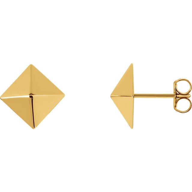 14KT Yellow Gold Pyramid Earrings