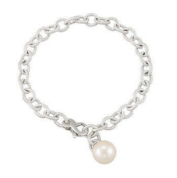 Sterling Silver 10x15MM White Cultured Pearl Bracelet