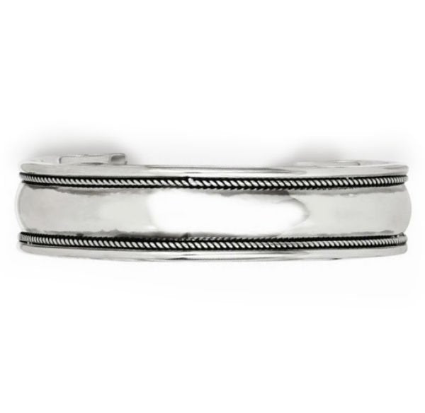 Sterling Silver 14.5 MM Rope Border Polished Cuff