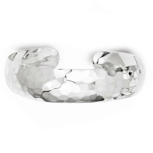 Sterling Silver 13.5 MM Hammered Cuff Bracelet