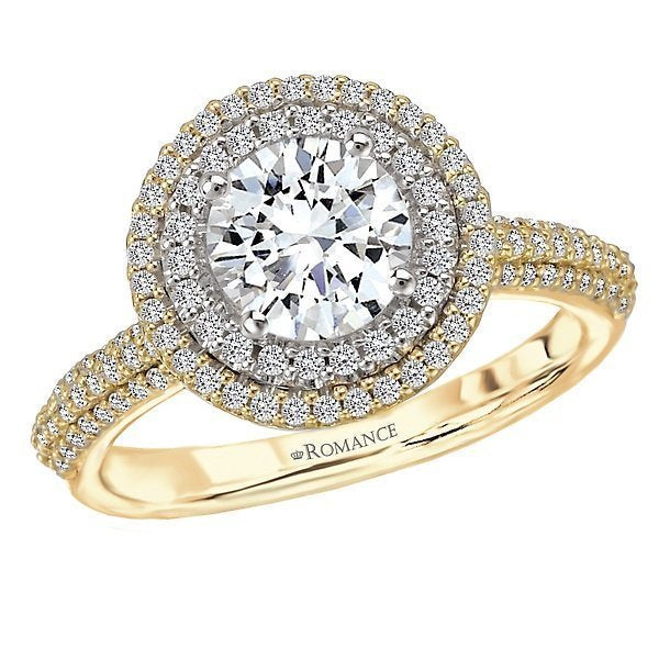 18KT 1/2 CTW Diamond Double Halo Setting for 1 CT Round 4,4.5,5,5.5,6,6.5,7,7.5,8,8.5,9