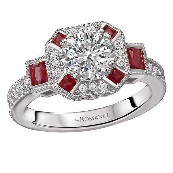 18KT 1/2 CTW RUBY & 1/4 CTW DIAMOND SETTING FOR 1 CT ROUND 4,4.5,5,5.5,6,6.5,7,7.5,8,8.5,9