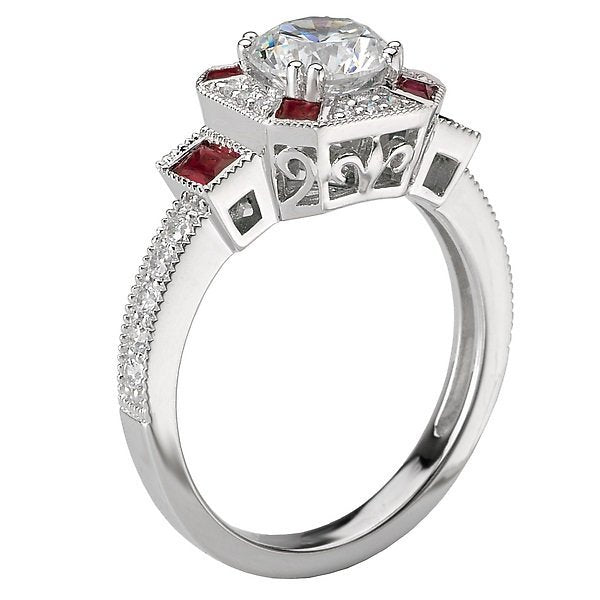 18KT 1/2 CTW RUBY & 1/4 CTW DIAMOND SETTING FOR 1 CT ROUND 4,4.5,5,5.5,6,6.5,7,7.5,8,8.5,9
