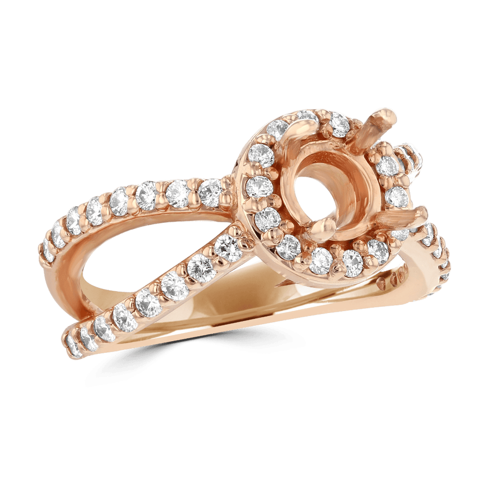 14KT Rose Gold .63 CTW Diamond Halo Mounting For 1.00-1.20 CT Round 4,4.5,5,5.5,6,6.5,7,7.5,8,8.5,9