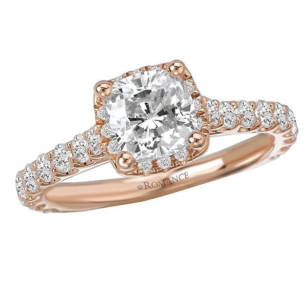 18KT Gold 5/8 CTW Diamond Halo Setting for 1-1.25 CT Cushion 4 / Rose,4.5 / Rose,5 / Rose,5.5 / Rose,6 / Rose,6.5 / Rose,7 / Rose,7.5 / Rose,8 / Rose,8.5 / Rose,9 / Rose