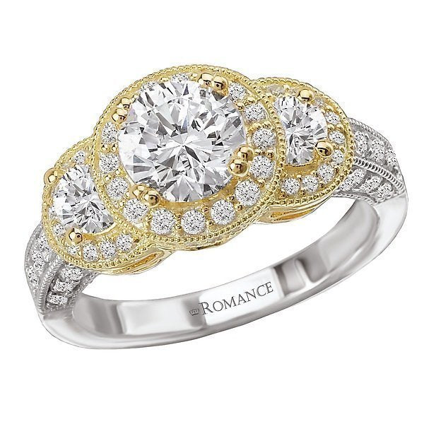 18KT Gold 1 CTW Diamond 3 Stone Halo Setting for 1 CT Round 4 / White,4 / White and Yellow,4.5 / White,4.5 / White and Yellow,5 / White,5 / White and Yellow,5.5 / White,5.5 / White and Yellow,6 / White,6 / White and Yellow,6.5 / White,6.5 / White and Yellow,7 / White,7 / White and Yellow,7.5 / White,7.5 / White and Yellow,8 / White,8 / White and Yellow,8.5 / White,8.5 / White and Yellow,9 / White,9 / White and Yellow