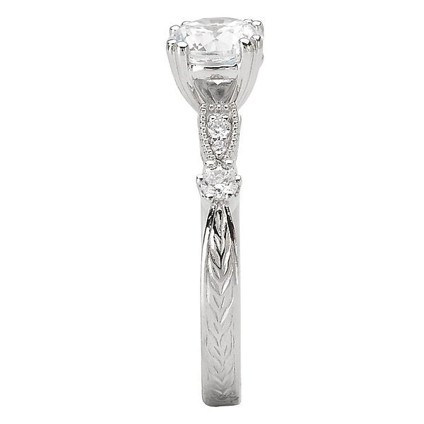 18KT White Gold 1/4 CTW Diamond Engraved Setting for 1 CT Round 4,4.5,5,5.5,6,6.5,7,7.5,8,8.5,9