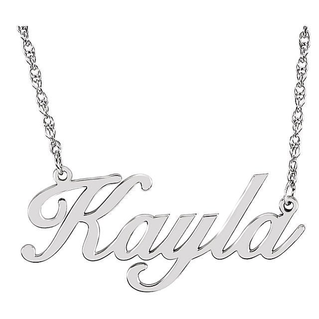 14KT GOLD PERSONALIZED NAMEPLATE NECKLACE 16 Inches / 14KT Gold / White,16 Inches / 14KT Gold / Rose,16 Inches / 14KT Gold / Yellow,16 Inches / Sterling Silver / White,18 Inches / 14KT Gold / White,18 Inches / 14KT Gold / Rose,18 Inches / 14KT Gold / Yellow,18 Inches / Sterling Silver / White