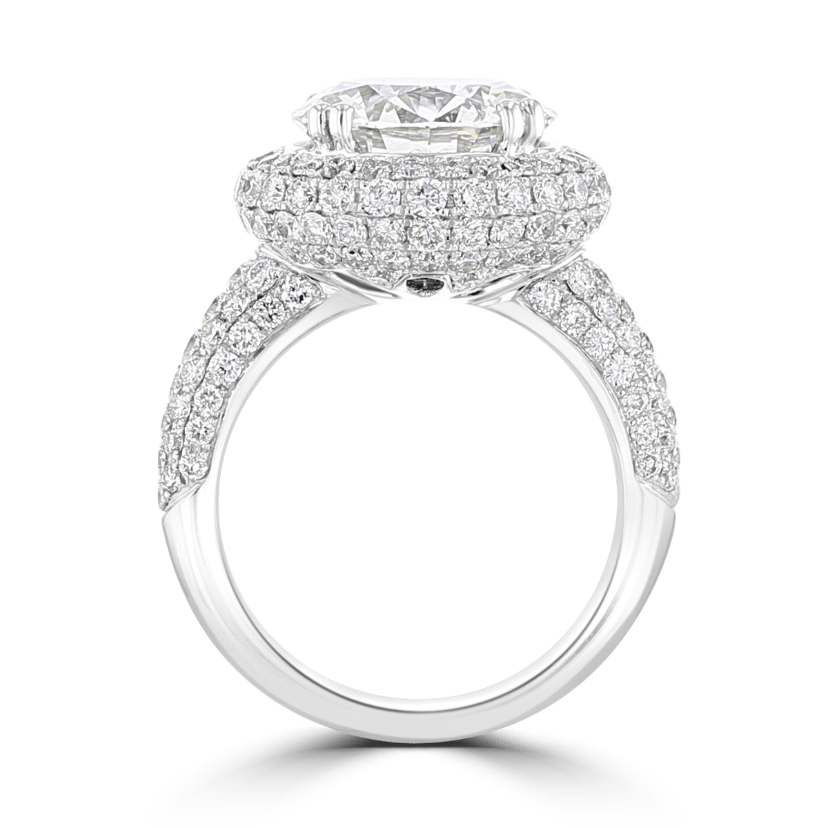 18KT White Gold 7.49 CTW Diamond Pave Round Halo Ring 4,4.5,5,5.5,6,6.5,7,7.5,8,8.5,9