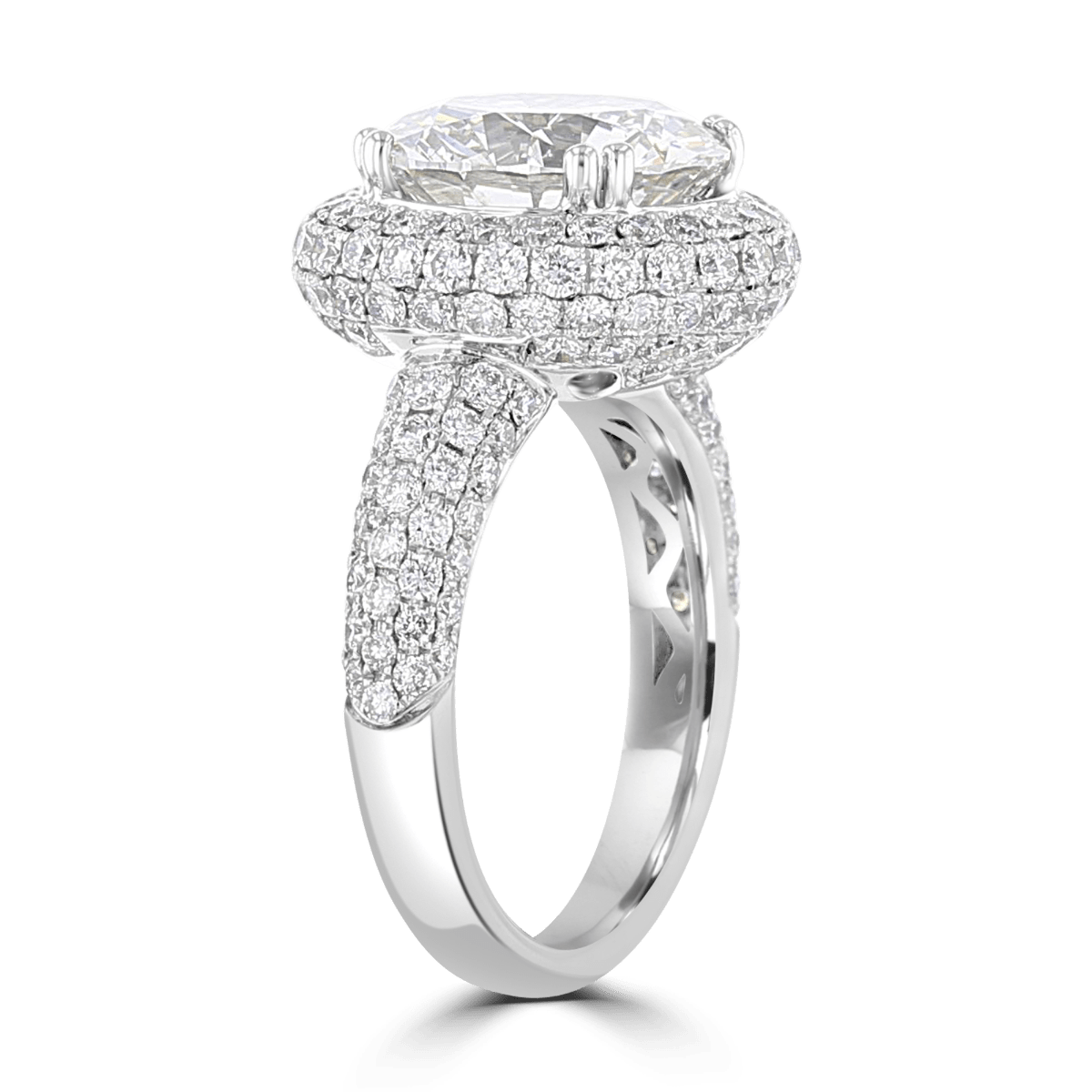 18KT White Gold 7.49 CTW Diamond Pave Round Halo Ring 4,4.5,5,5.5,6,6.5,7,7.5,8,8.5,9