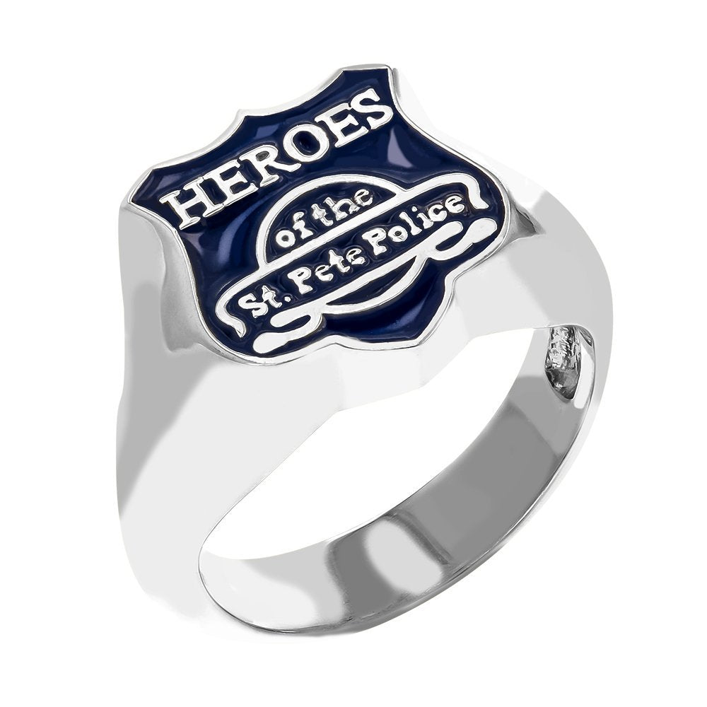 Ladies Sterling Silver Heroes Of The St. Pete Police Ring 4,4.5,5,5.5,6,6.5,7,7.5,8,8.5,9