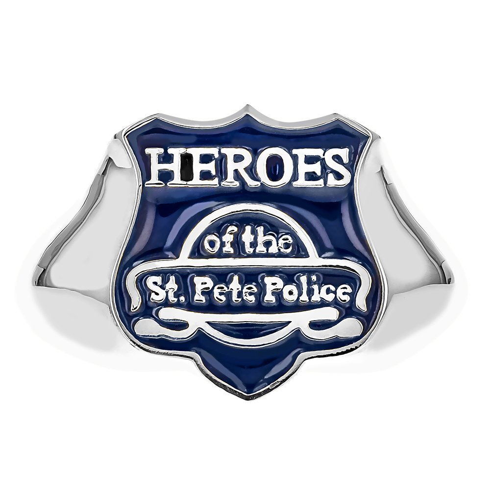 Ladies Sterling Silver Heroes Of The St. Pete Police Ring 4,4.5,5,5.5,6,6.5,7,7.5,8,8.5,9