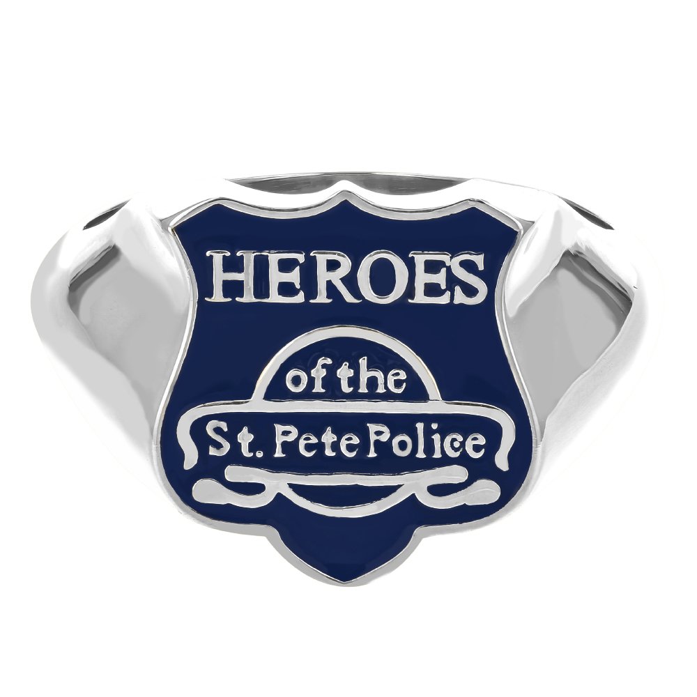 Mens Sterling Silver Heroes Of The St. Pete Police Ring 8,8.5,9,9.5,10,10.5,11,11.5,12,12.5,13