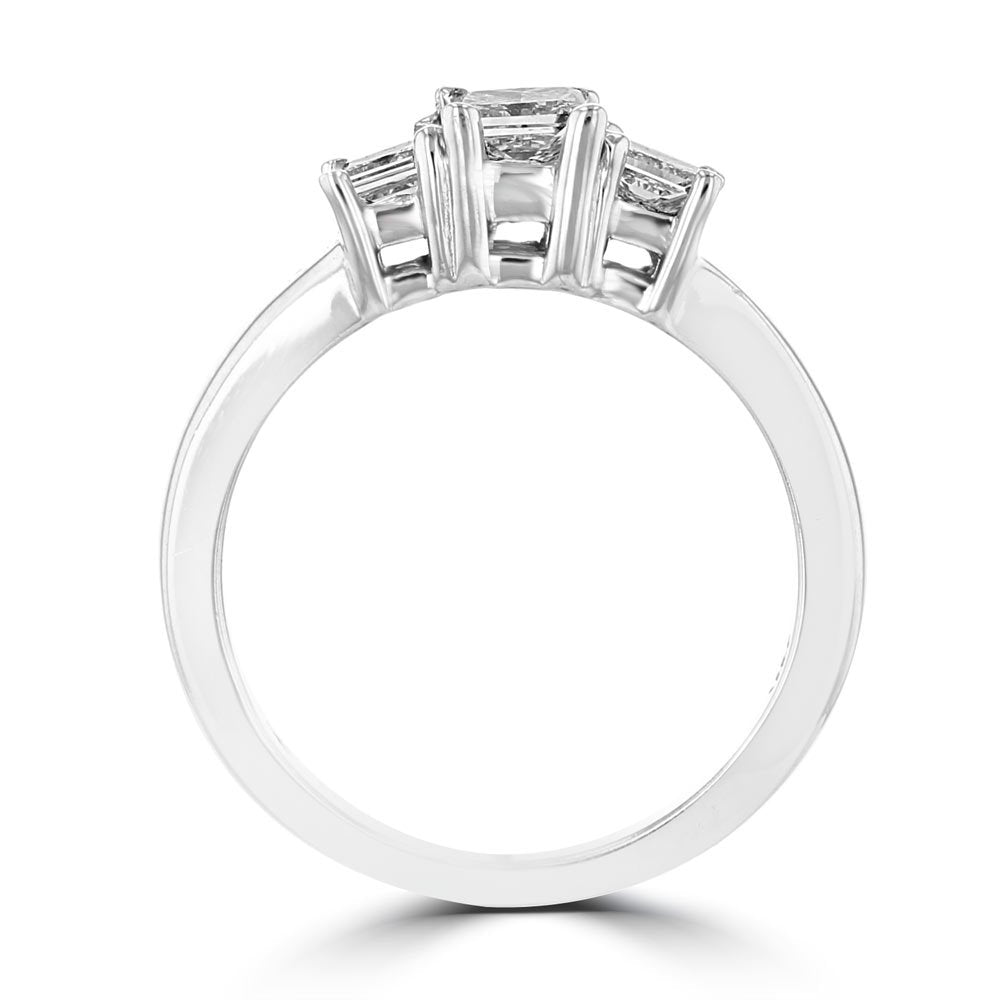 14KT White Gold 3/4 CTW Princess Cut Diamond 3 Stone Ring 4,4.5,5,5.5,6,6.5,7,7.5,8,8.5,9