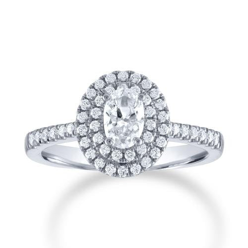 14KT WHITE GOLD 2/3 CTW DIAMOND DOUBLE OVAL HALO RING 4,4.5,5,5.5,6,6.5,7,7.5,8,8.5,9
