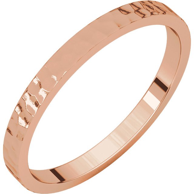 Women's 14KT Gold 2MM Flat Band with Hammer Finish 4 / Rose,4.5 / Rose,5 / Rose,5.5 / Rose,6 / Rose,6.5 / Rose,7 / Rose,7.5 / Rose,8 / Rose,8.5 / Rose,9 / Rose