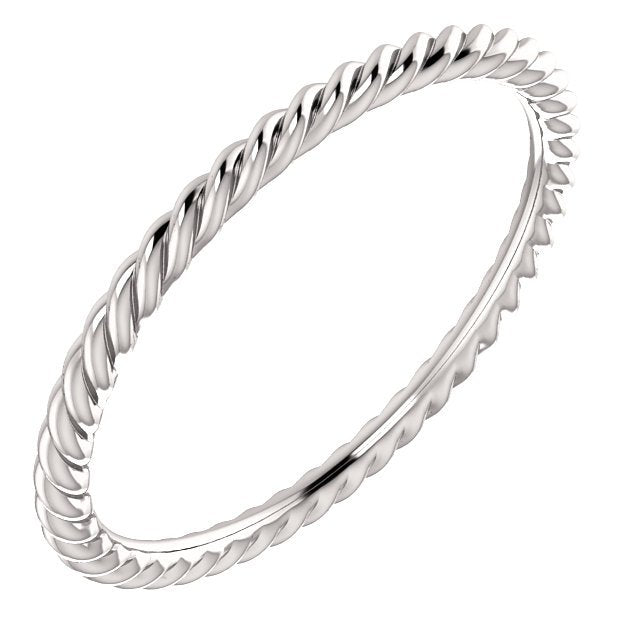 14KT White Gold Skinny Rope Stackable Ring 4,4.5,5,5.5,6,6.5,7,7.5,8