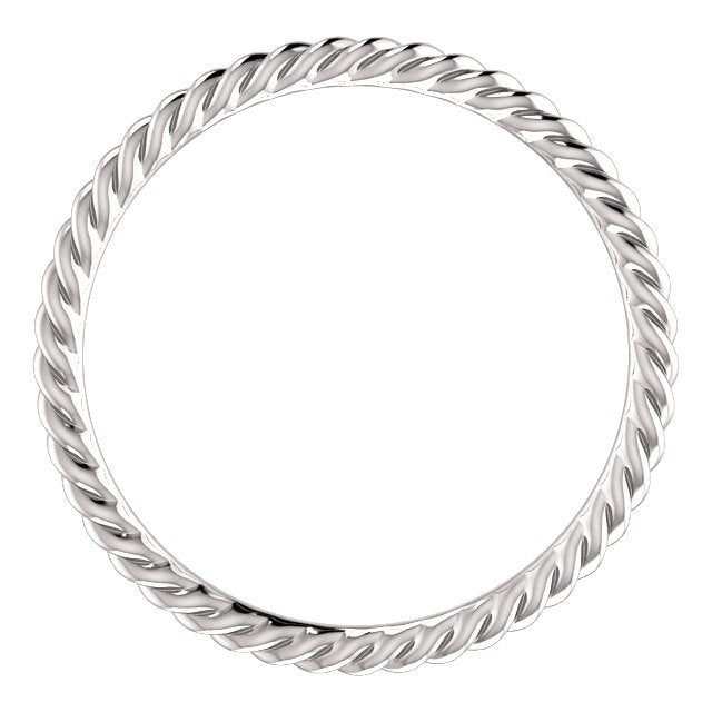 14KT White Gold Skinny Rope Stackable Ring 4,4.5,5,5.5,6,6.5,7,7.5,8