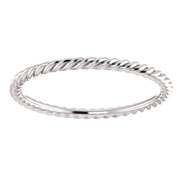 14KT White Gold Skinny Rope Stackable Ring 4,4.5,5,5.5,6,6.5,7,7.5,8