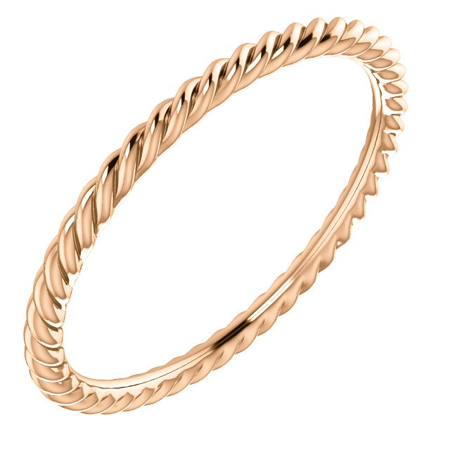 14KT Rose Gold Skinny Rope Stackable Ring 4,4.5,5,5.5,6,6.5,7,7.5,8