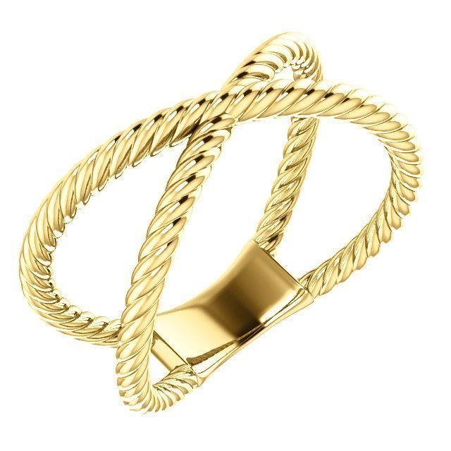 14KT Gold Rope Criss-Cross Ring 5 / Yellow,5.5 / Yellow,6 / Yellow,6.5 / Yellow,7 / Yellow,7.5 / Yellow,8 / Yellow,8.5 / Yellow,9 / Yellow,9.5 / Yellow,10 / Yellow,10.5 / Yellow,11 / Yellow