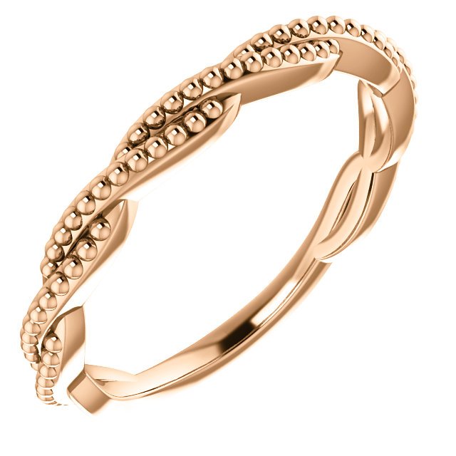 14KT Gold Stackable Beaded Twist Ring 4 / Rose,4.5 / Rose,5 / Rose,5.5 / Rose,6 / Rose,6.5 / Rose,7 / Rose,7.5 / Rose,8 / Rose,8.5 / Rose,9 / Rose