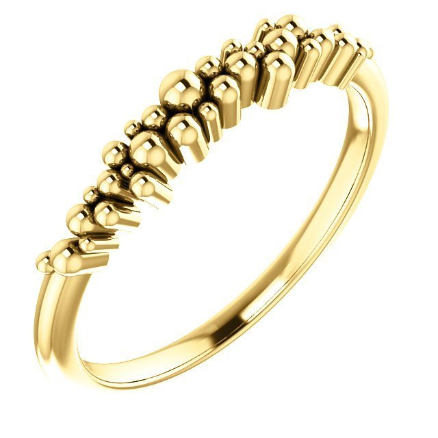 14KT Gold Beaded Stackable Ring 4 / Yellow,4.5 / Yellow,5 / Yellow,5.5 / Yellow,6 / Yellow,6.5 / Yellow,7 / Yellow,7.5 / Yellow,8 / Yellow,8.5 / Yellow,9 / Yellow