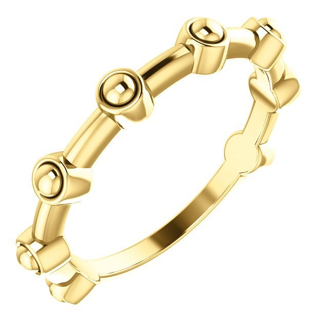 14KT Gold Beaded Stackable Bar Ring 4 / Yellow,4.5 / Yellow,5 / Yellow,5.5 / Yellow,6 / Yellow,6.5 / Yellow,7 / Yellow,7.5 / Yellow,8 / Yellow,8.5 / Yellow,9 / Yellow