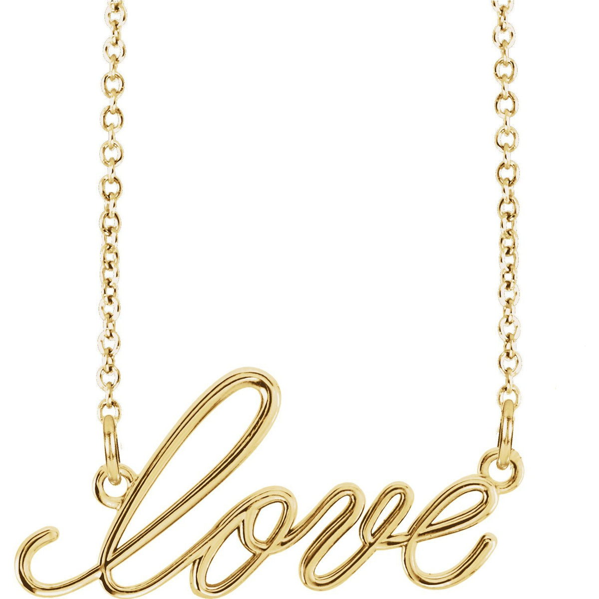 14KT GOLD 16" LOVE PENDANT NECKLACE Yellow Gold