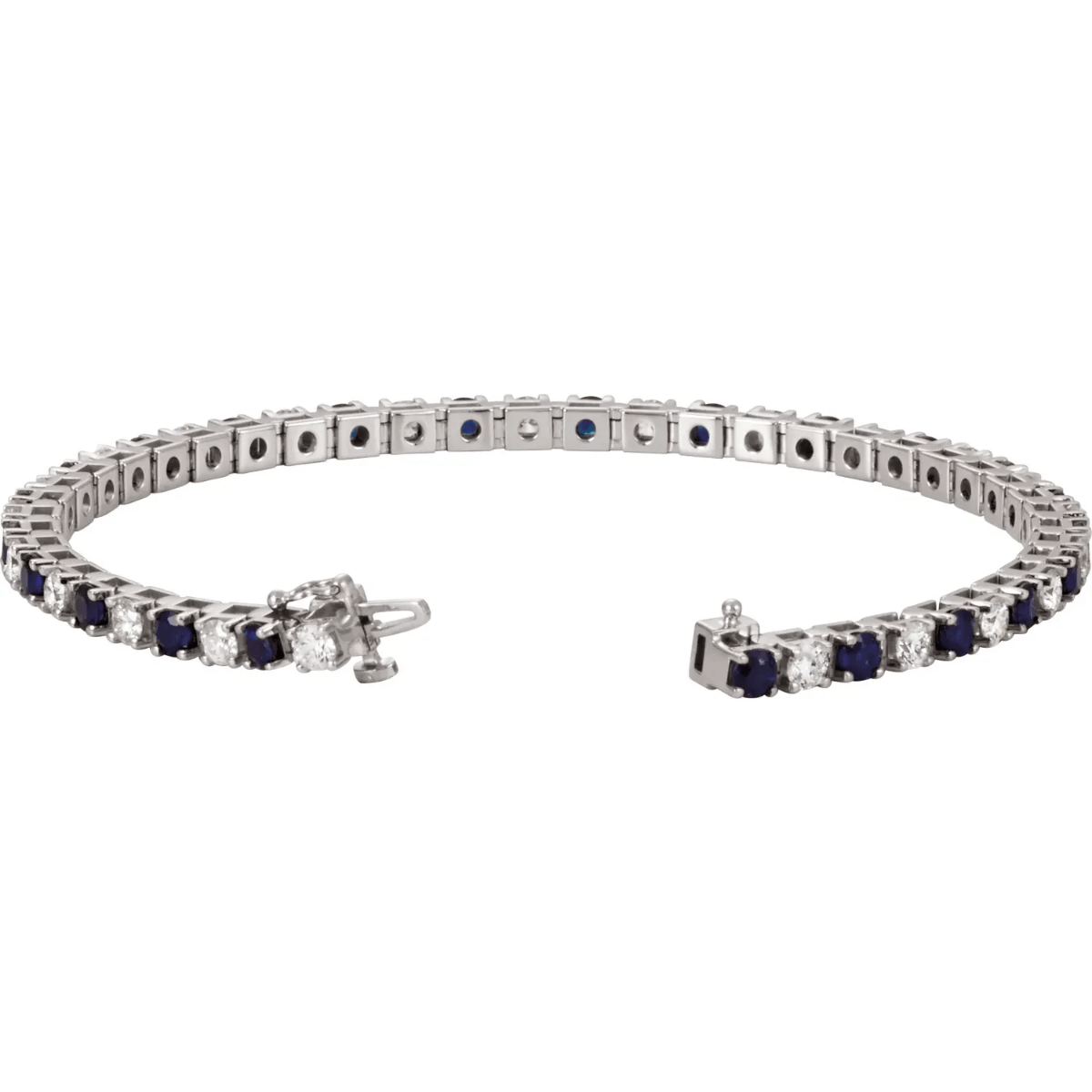 14KT GOLD 3 CARAT SAPPHIRE & 2 1/3 CARAT DIAMOND TENNIS BRACELET White,Yellow