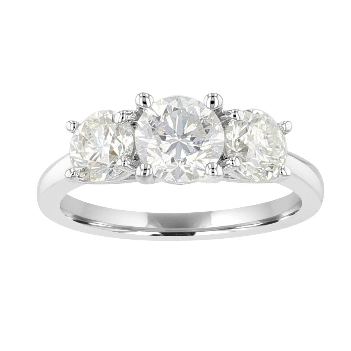 14KT White Gold 2 CTW Diamond 3 Stone Ring 4,4.5,5,5.5,6,6.5,7,7.5,8,8.5,9