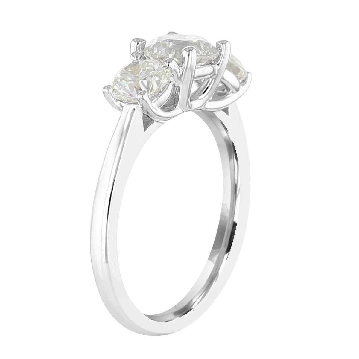 14KT White Gold 2 CTW Diamond 3 Stone Ring 4,4.5,5,5.5,6,6.5,7,7.5,8,8.5,9