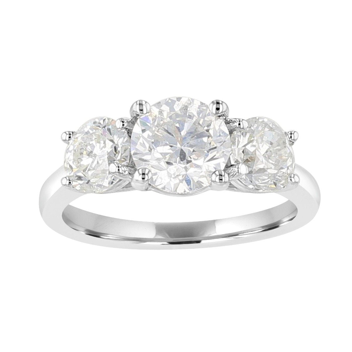 14KT White Gold 3 CTW Diamond 3 Stone Ring 4,4.5,5,5.5,6,6.5,7,7.5,8,8.5,9