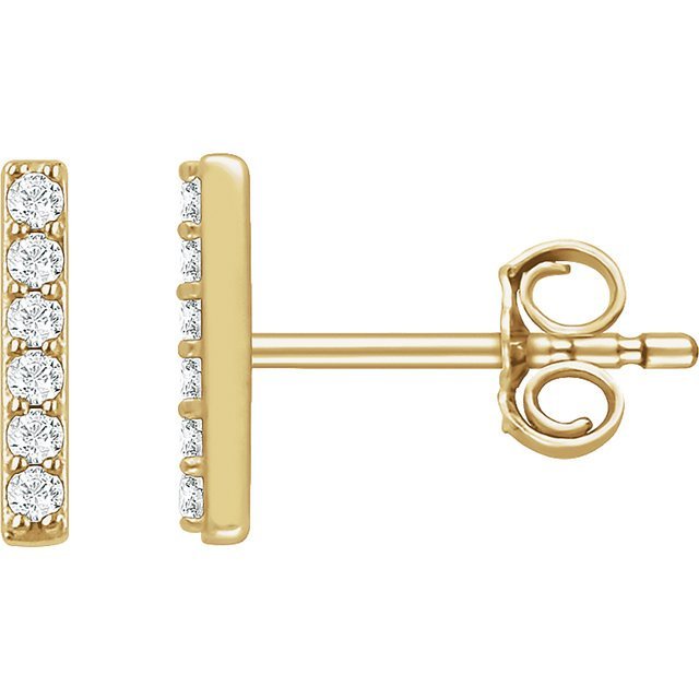 14KT Gold Vertical Bar 1/10 CTW Diamond Earrings Yellow
