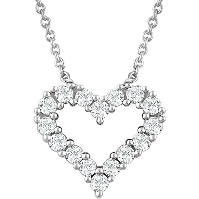 14 Karat Gold 1/4 CTW Diamond Heart Necklace White