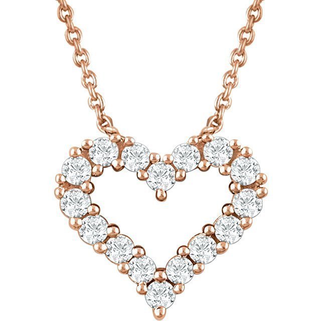 14 Karat Gold 1/4 CTW Diamond Heart Necklace Rose