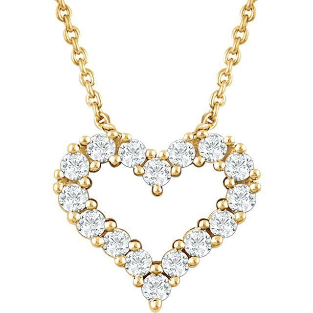 14 Karat Gold 1/4 CTW Diamond Heart Necklace Yellow